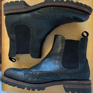Frye Black Leather Chelsea Boots.